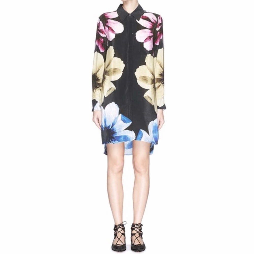 Equipment Silk Dress Floral over Black Size Small